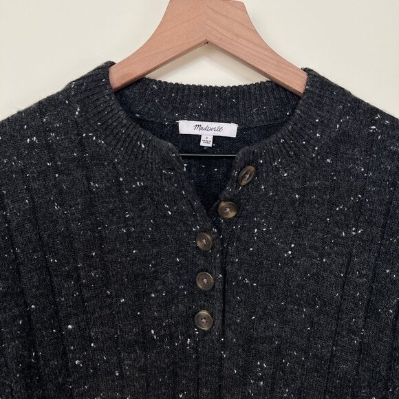 Madewell Wool Donegal Bowden Henley Sweater Coziest Yarn Fisherman Quiet Luxury - Picture 6 of 13